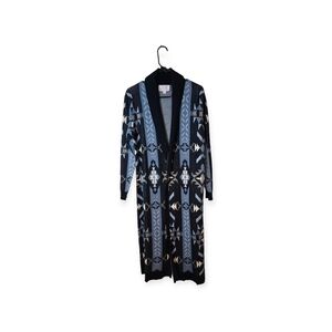 Panhandle Slim Blue and Black Aztec Patterned Cardigan Duster Sz M NWT